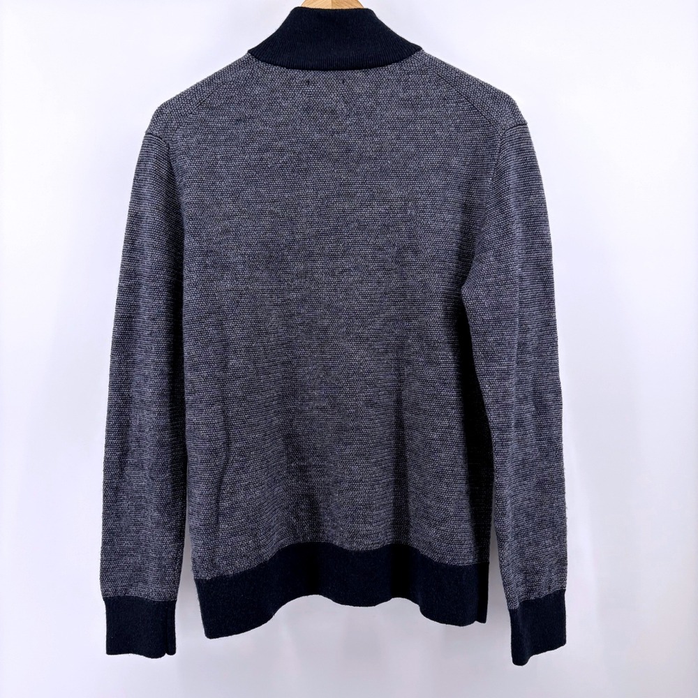 UNTUCKit Belguardo Jacquard 1/4 Zip M Sweater Medium Navy Extra Fine Merino WOOL - Picture 3 of 9